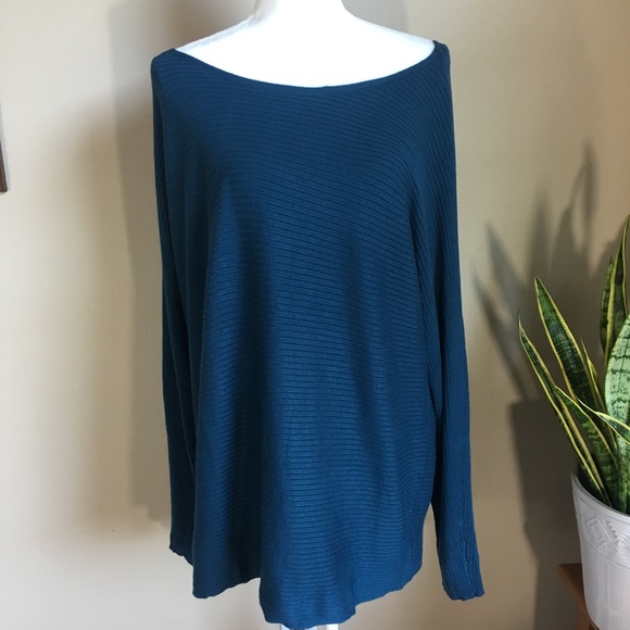 Lane Bryant Tops - Lane Bryant 22/24 Knit Long Sleeve Top Ribbed Blue